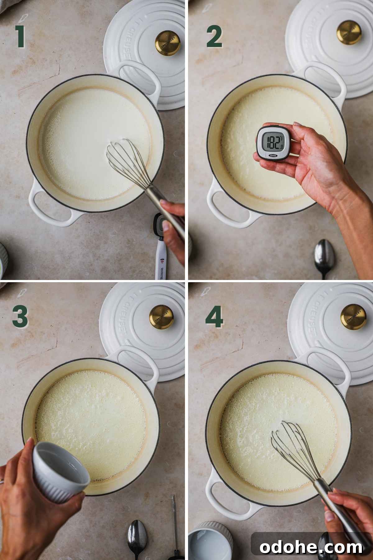 Homemade Cream Cheese: Simple Recipe for Smooth, Tangy Spread 4 Steps to make homemade cream cheese, milk until it reaches 180-185°F, pour in lemon juice, whisk until curds form.