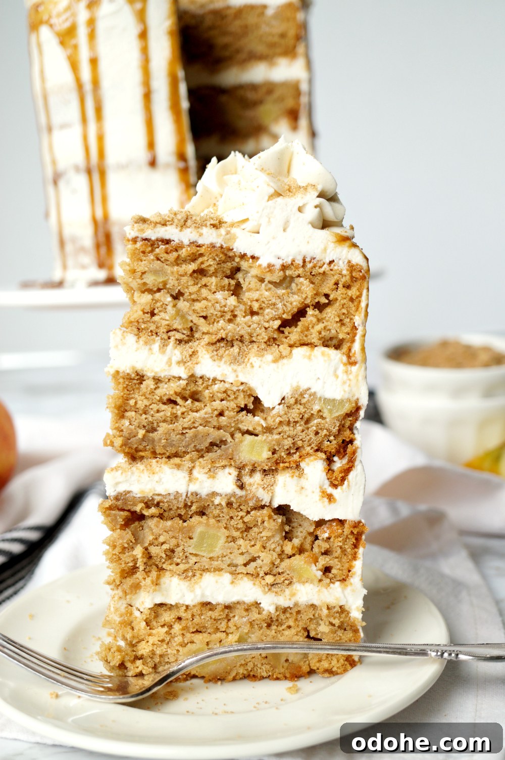apple cinnamon layer cake with brown butter streusel #AppleWeek | The Baking Fairy