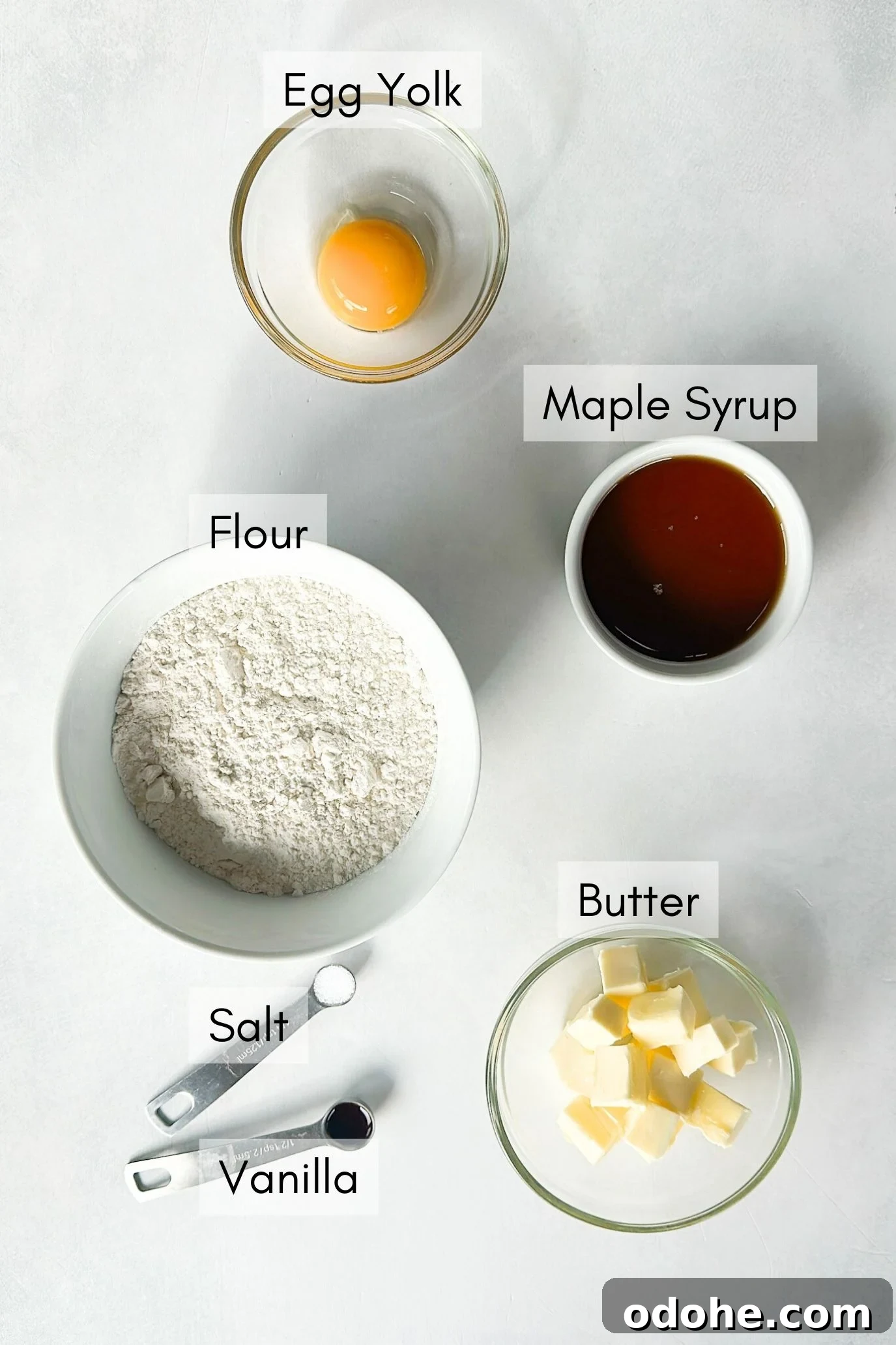 Ingredients to make maple sugar cookies.