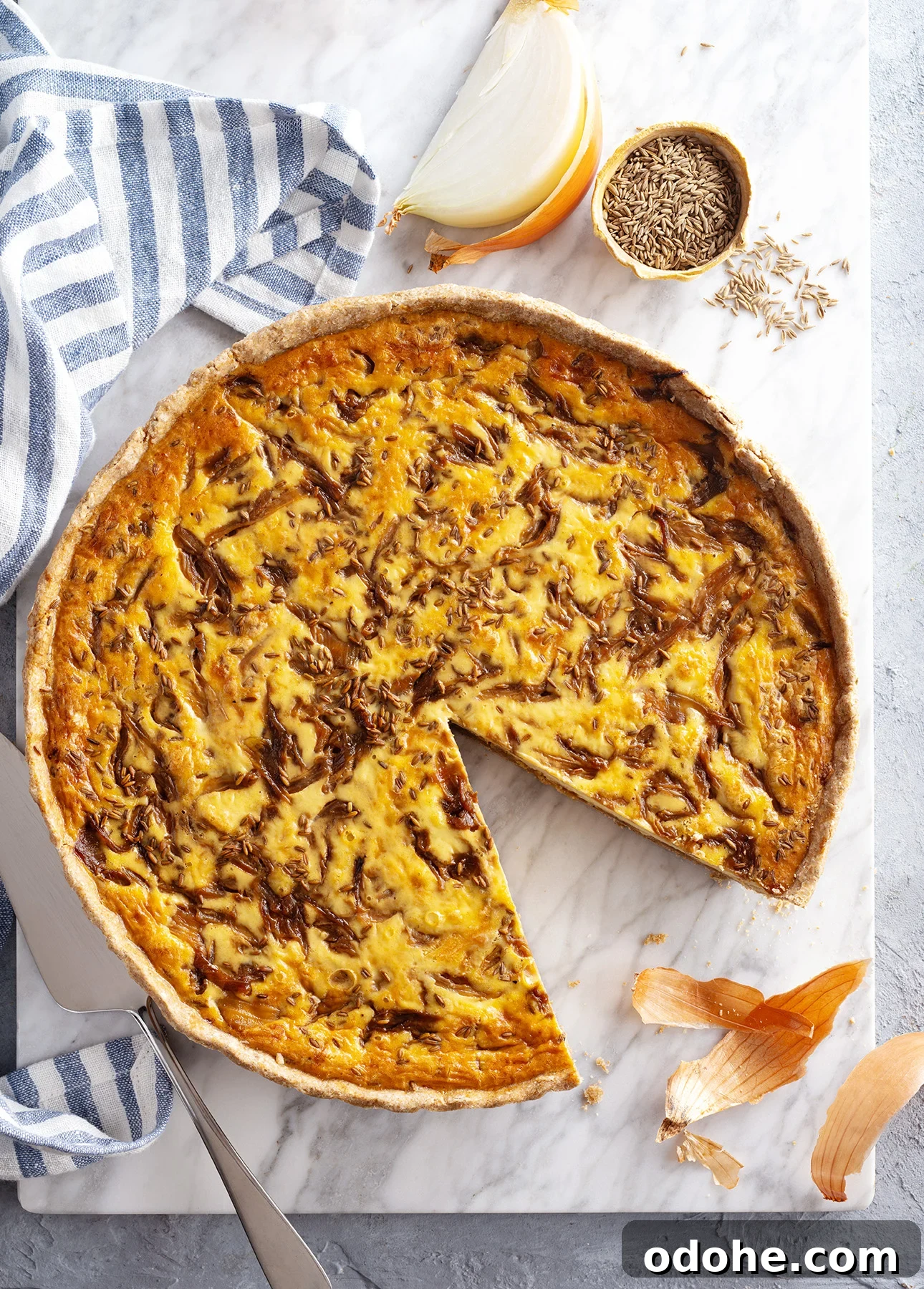 Cumin and Caramelized Onion Quiche // FoodNouveau.com