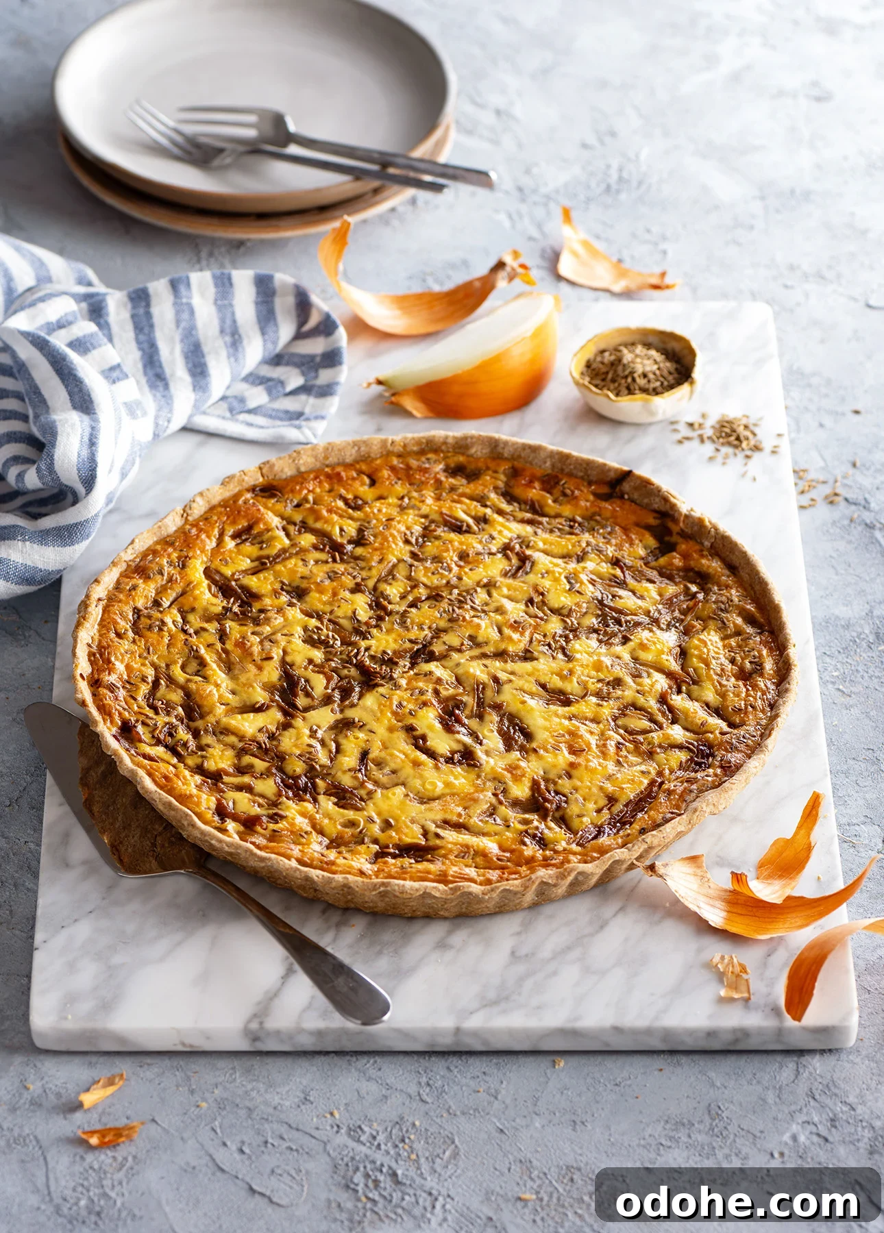 Cumin and Caramelized Onion Quiche // FoodNouveau.com