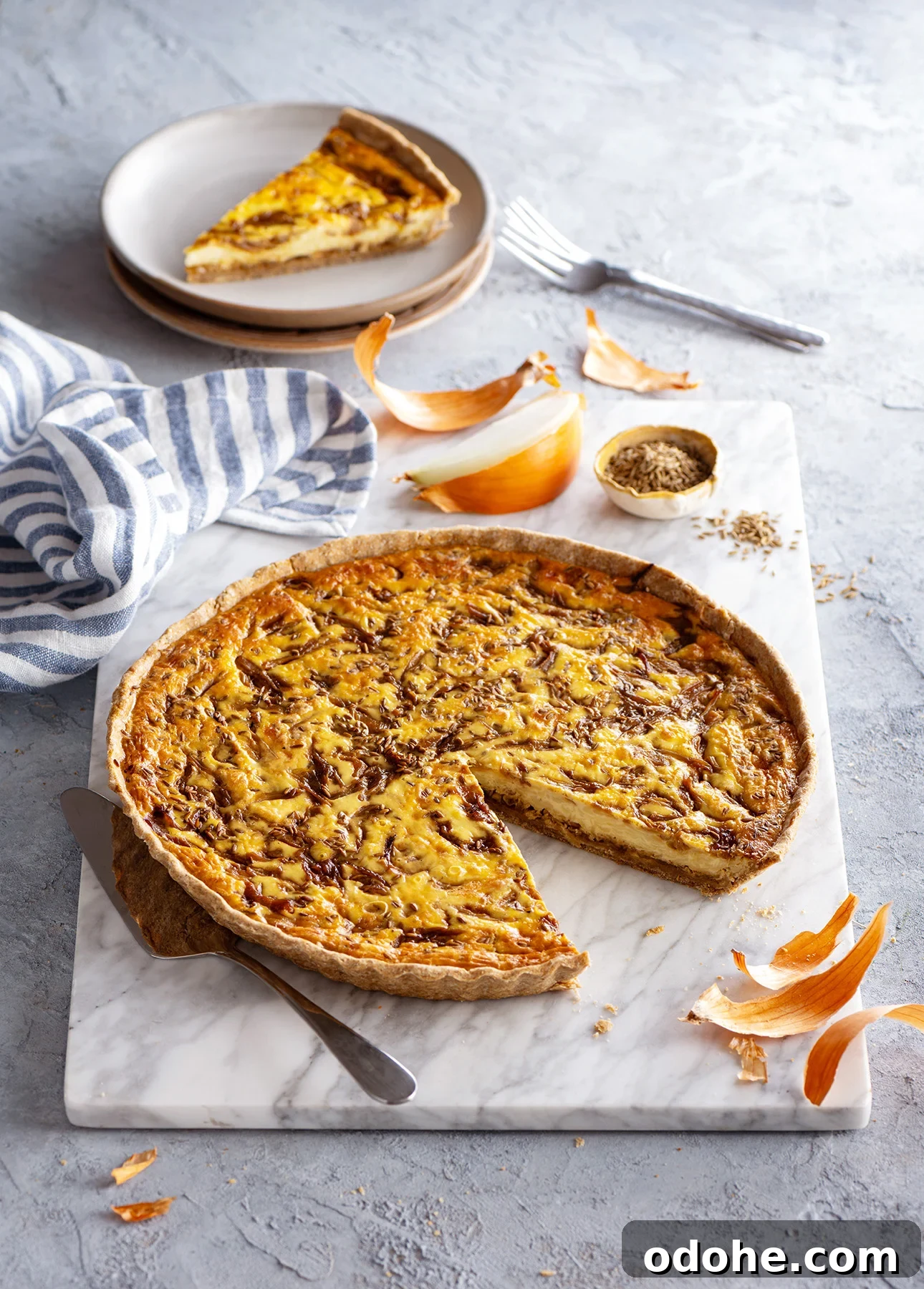 Cumin and Caramelized Onion Quiche // FoodNouveau.com