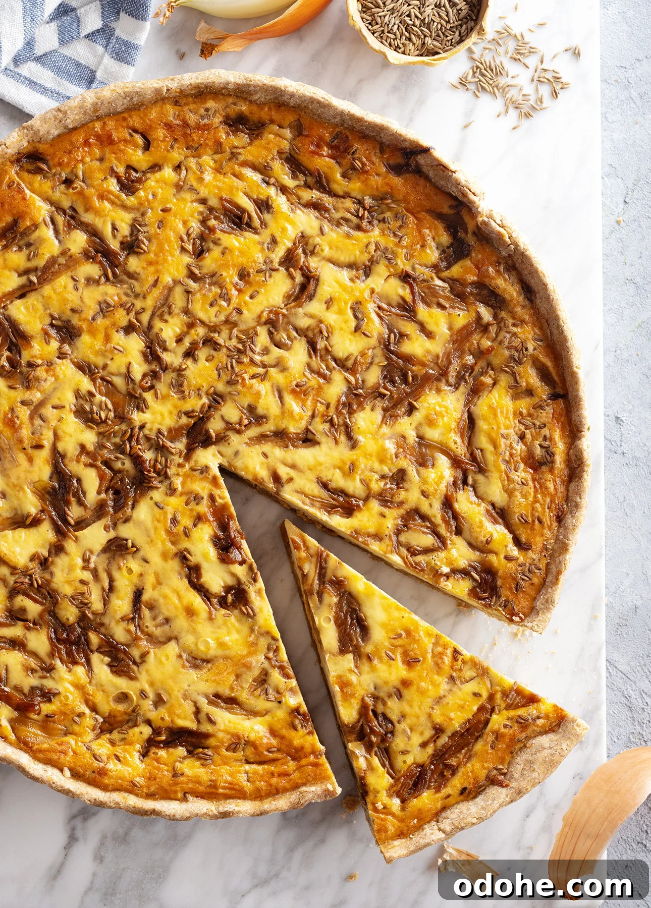 Cumin and Caramelized Onion Quiche // FoodNouveau.com
