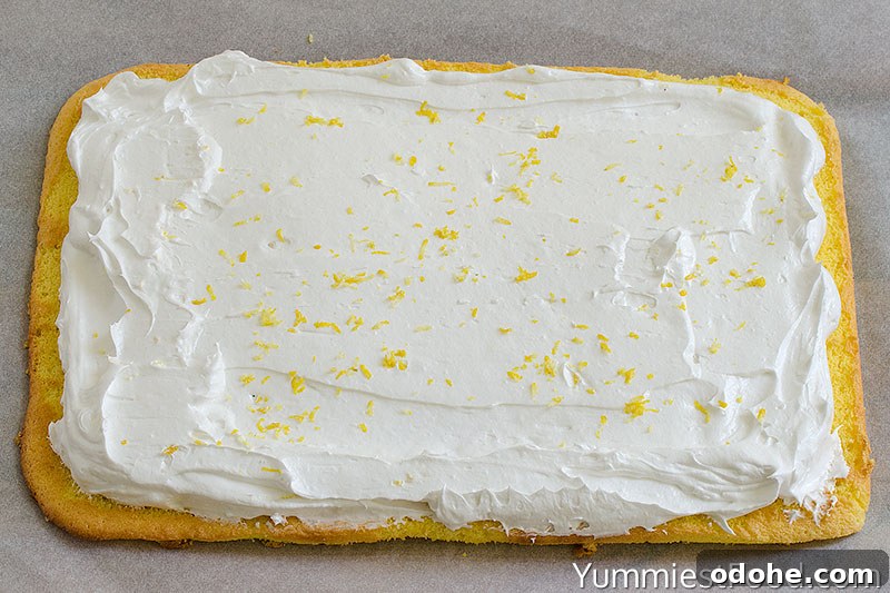 Zesty Lemon Swiss Roll Recipe for Bright, Creamy Cake 5 Lemon Swiss Roll - Making - Step 3