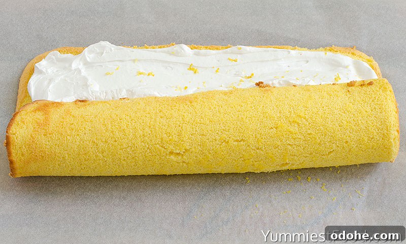 Zesty Lemon Swiss Roll Recipe for Bright, Creamy Cake 6 Lemon Swiss Roll - Making - Step 4