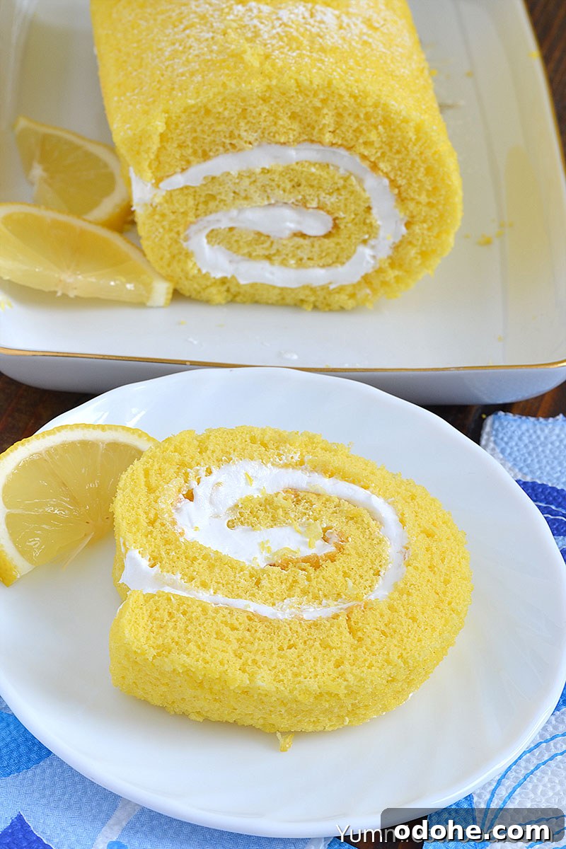 Zesty Lemon Swiss Roll Recipe for Bright, Creamy Cake 7 Lemon Swiss Roll - Served