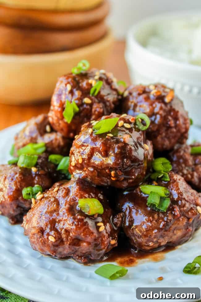 Stack of balsamic meatballs