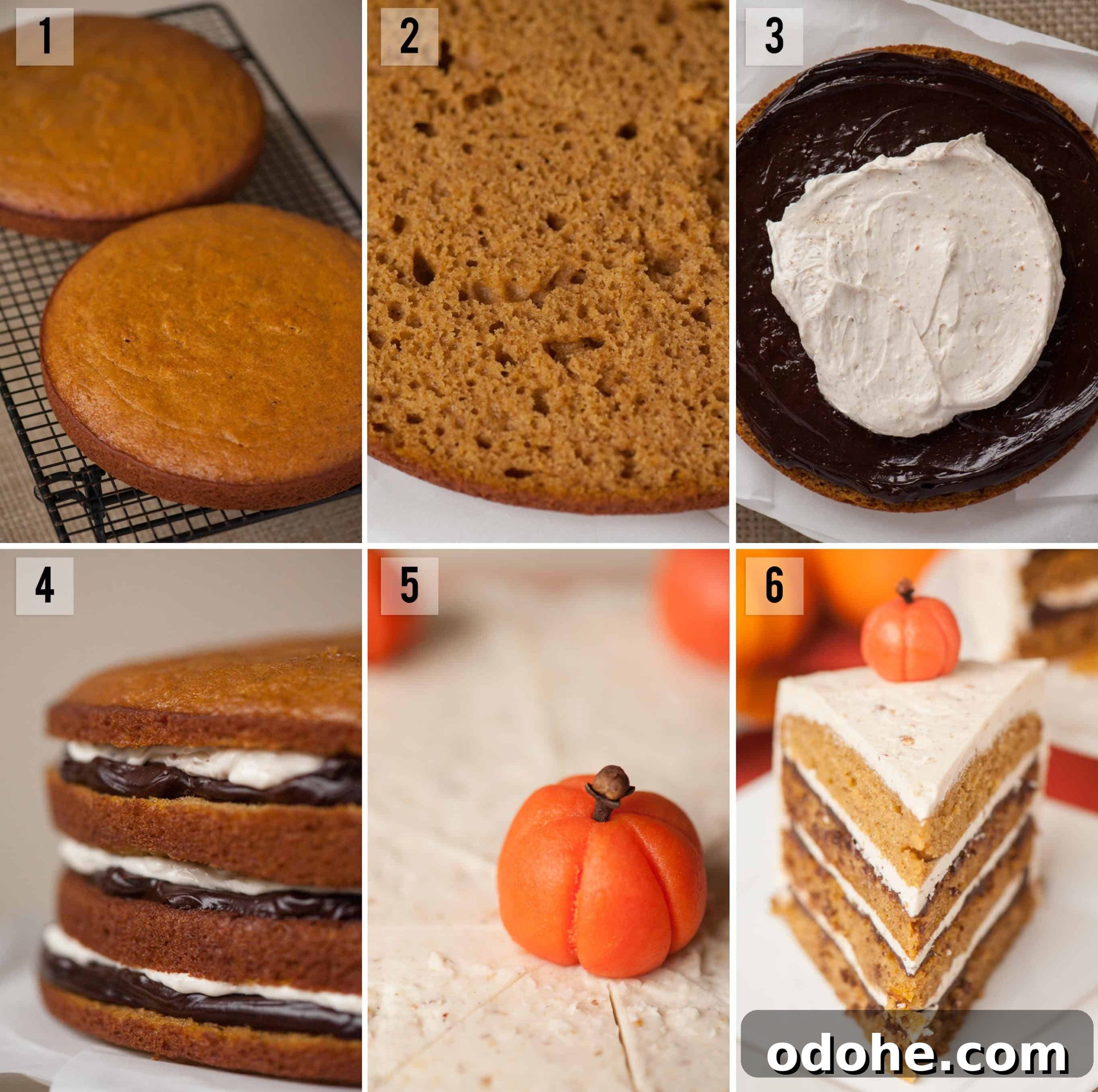 Spiced Layered Pumpkin Cake with Cream Cheese Frosting 3 step by step directions on how to make layered pumpkin cake
