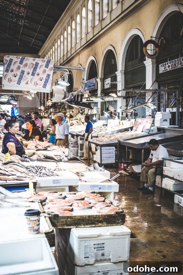 Central Market Athens: 10 Compelling Reasons to Visit the Varvakeios Food Market 4 Inside the fish hall at the Central Market in Athens Greece