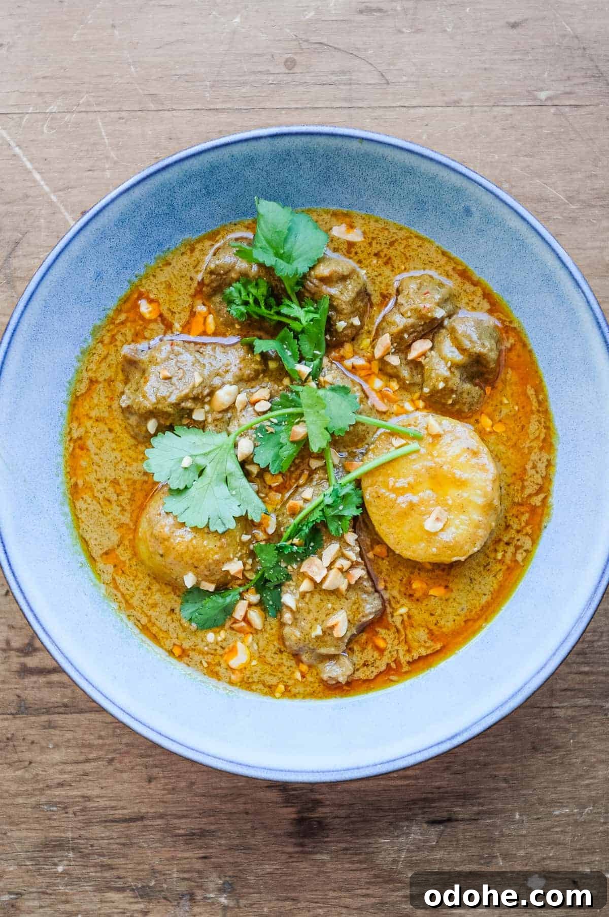Thai Beef Massaman Curry | cookeatworld.com A bowl of Thai Beef Massaman Curry