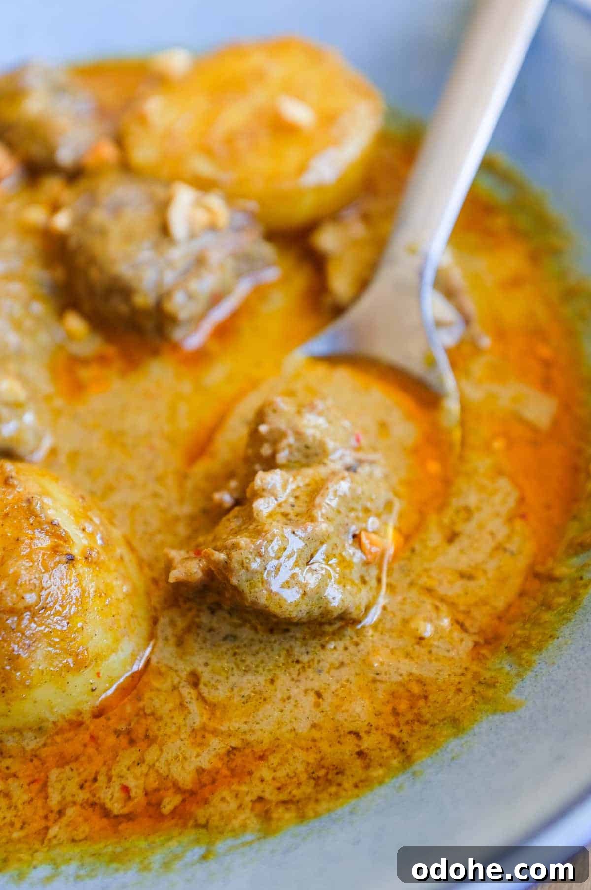 Thai Beef Massaman Curry | cookeatworld.com A bowl of Thai Beef Massaman Curry