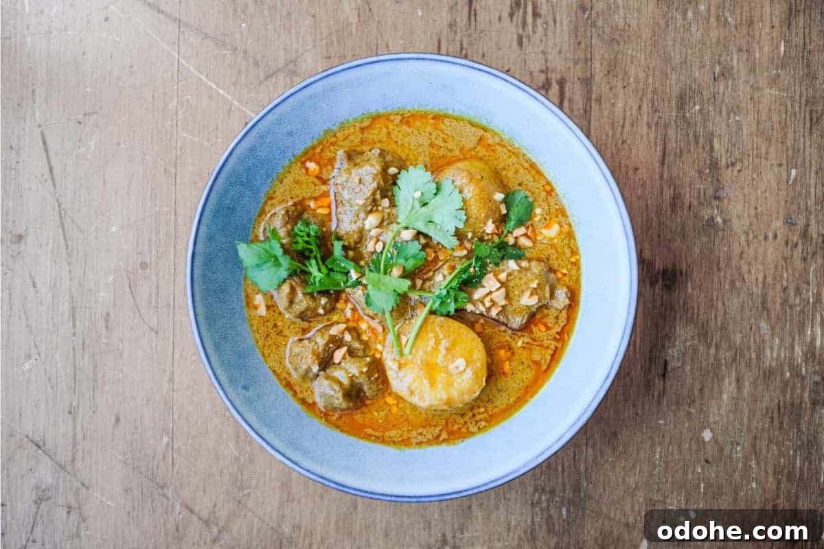 A bowl of Thai Beef Massaman Curry
