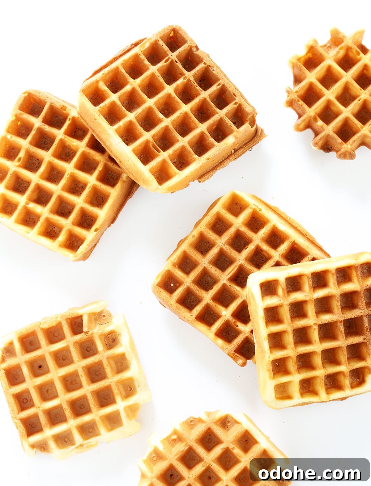 6 waffles on a white background