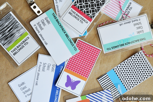 Printable Backpack Name Tags for School and Kids 5 Printable Tags - perfect for back to school www.thirtyhandmadedays.com