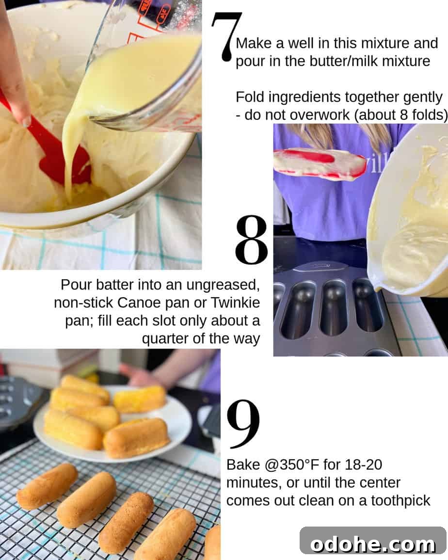 Homemade Lemon Raspberry Twinkies Recipe 4 Process images for steps seven through nine.