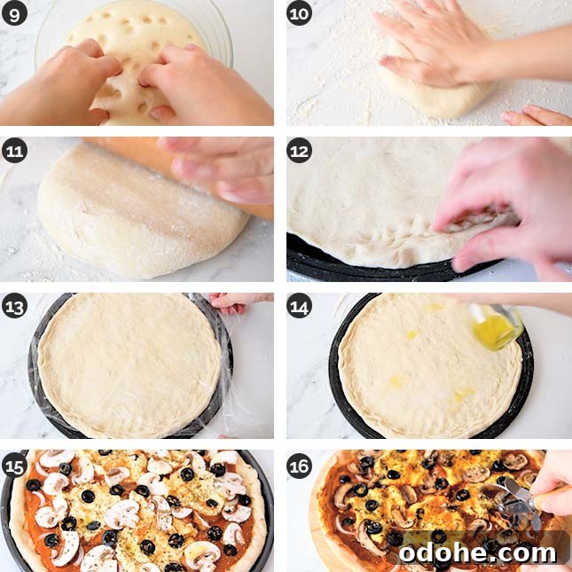 Photo of the last steps of how to make homemade pizza dough