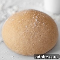 Square photo of a homemade pizza dough