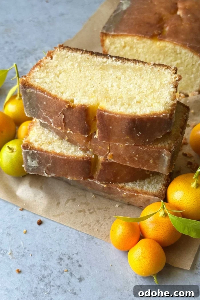 slices of calamansi pound cake stacked.