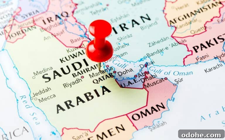 Authentic Kabsa: Arabic Chicken and Rice Recipe 3 red pin in map of Saudi Arabia and surrounding countries