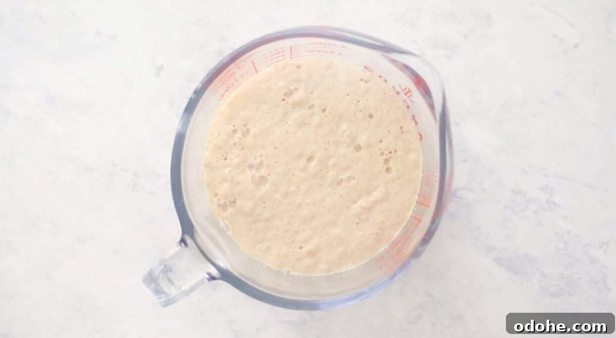Apple Cinnamon Pull-Apart Bread Recipe 4 Glass measuring bowl of water and yeast.