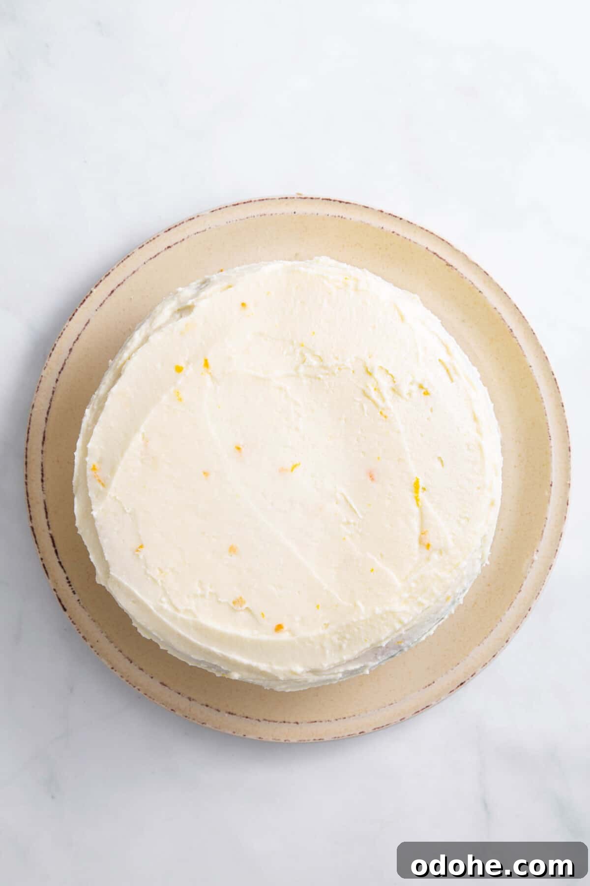 Cannoli Cake Recipe: Ricotta Filling and Chocolate Chips 8 step 4 to make cannoli cake, stack second vanilla cake and frost the entire cake.