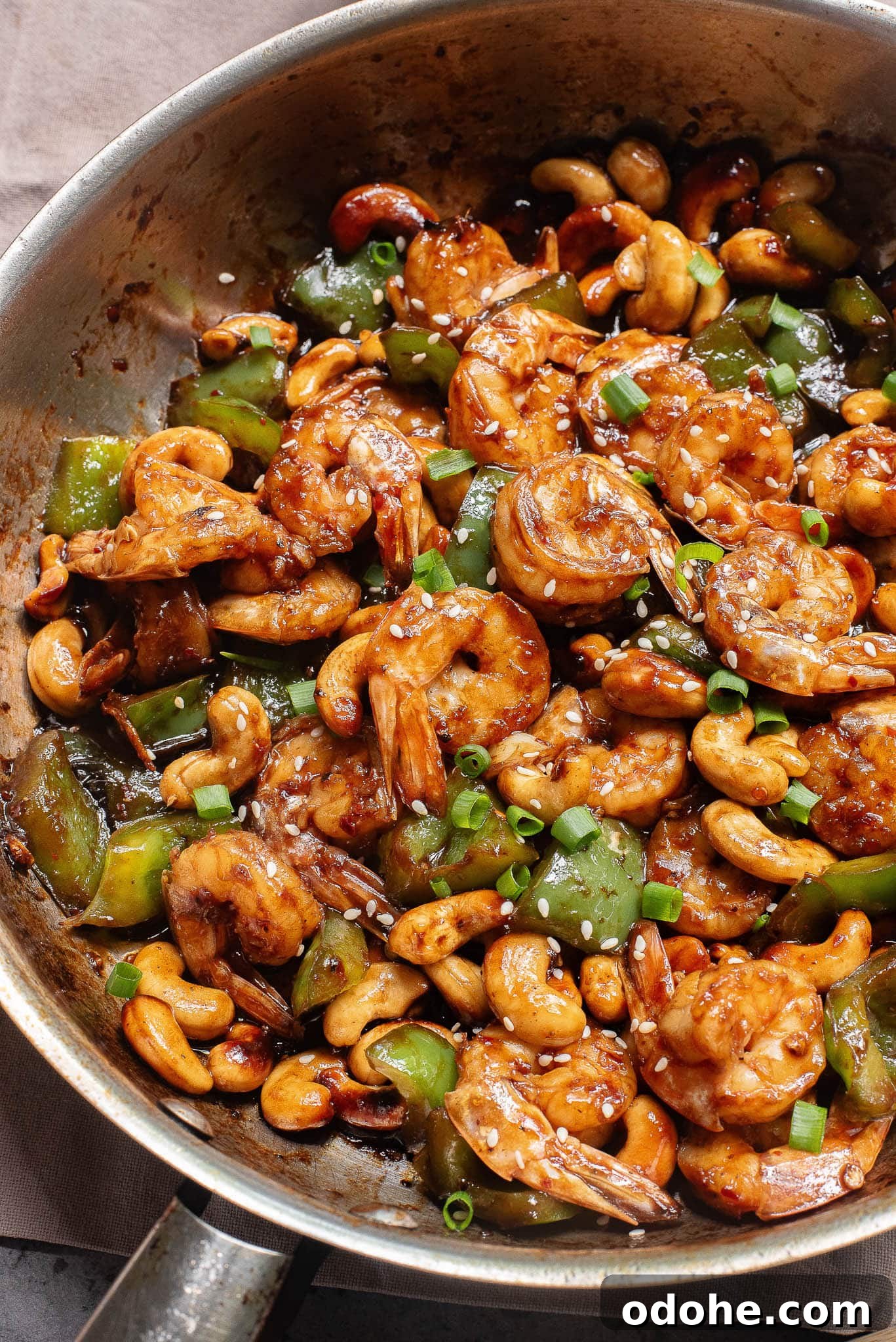Kung Pao Shrimp with Cashews — Quick Spicy Stir-Fry 11 Serving suggestion with rice