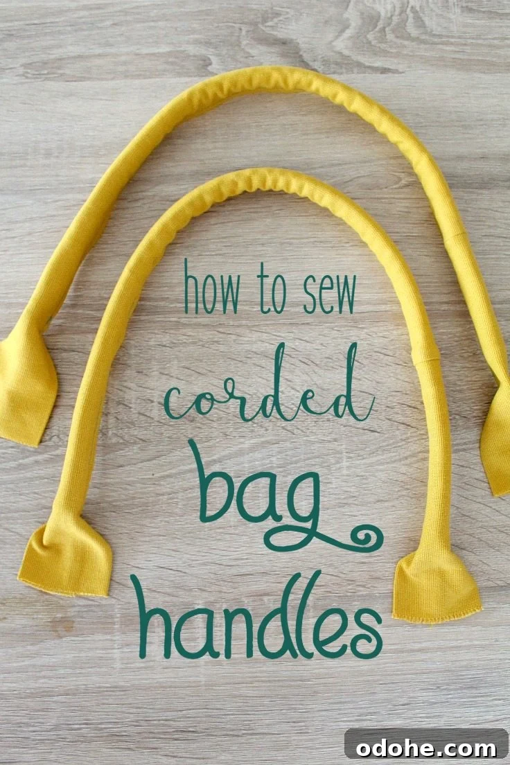 Handbag handles with cording